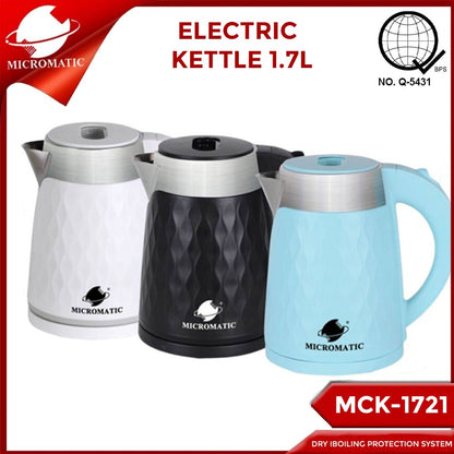 Micromatic MCK-1721 1.7Liters Stainless Steel and Plastic Body 1500watts Electric Kettle