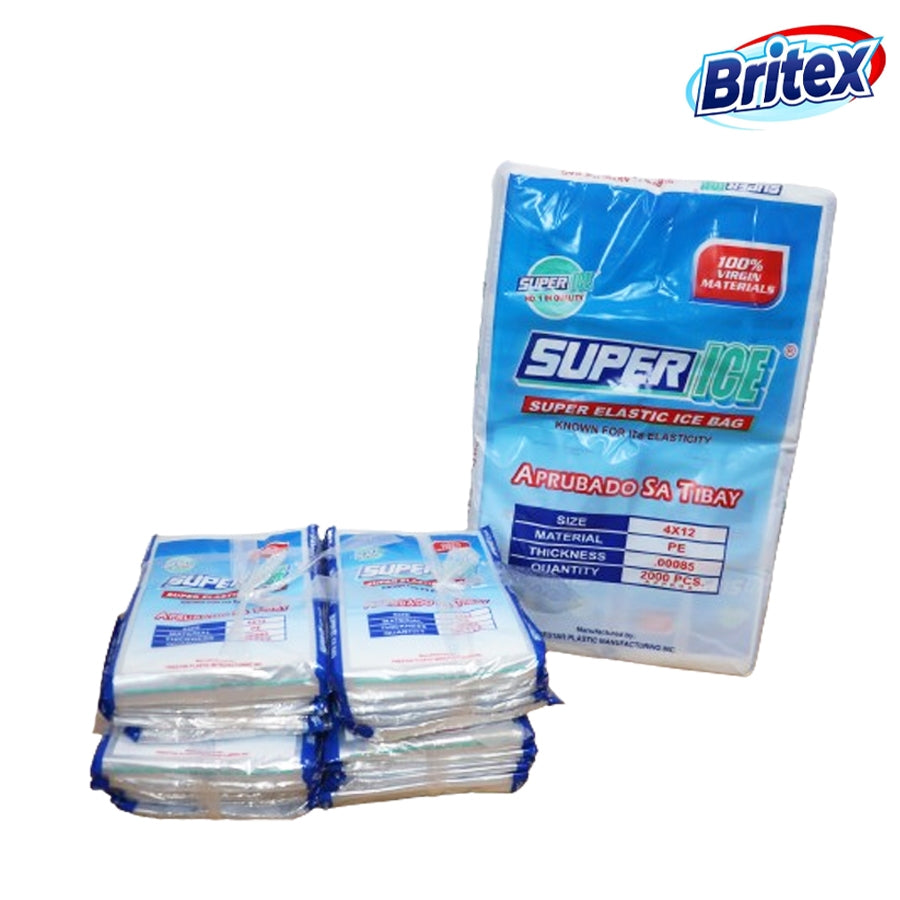 Britex Super Plastic Ice Bag 4x12 Super Elastic Ice bag 100 pcs