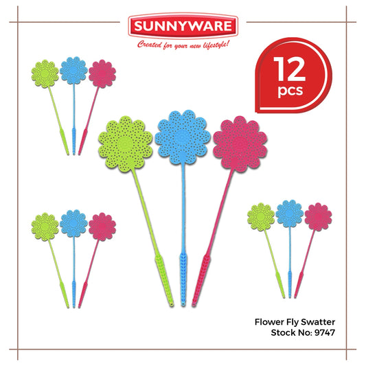 12pcs Flower Fly Swatter [Sunnyware 9747] | Plasticware |Pest Control | Insect Killer |Householdware