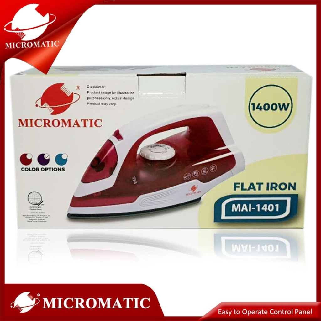 Micromatic MAI-1401 1400watts Dry and Steam Ironing Function Flat iron