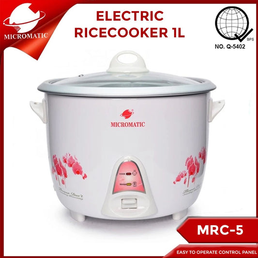 Micromatic MRC-5 Rice Cooker 1L 400w Flower Design_White