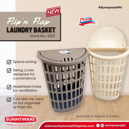 3pcs Flip'n Flap Laundry Basket with Detachable Swing Cover [Sunnyware 2207] | Plasticware | Laundry