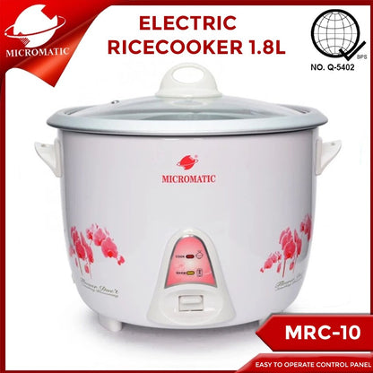 Micromatic MRC-10 Rice Cooker 1.8L 700w Flower Design_White