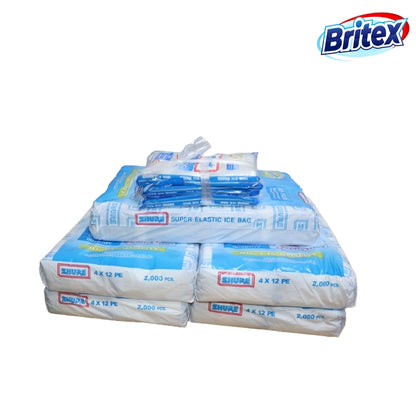 Britex Shure Plastic Ice Bag 4x12 Super Elastic Ice bag 100 pcs