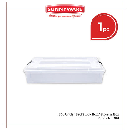 1pc 50L Under Bed Stock Box / Storage Box [Sunnyware 861] | Plasticware |Storage Box | Stackable Box