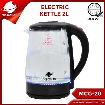 Micromatic MCG-20 2 liters Electric Glass Kettle