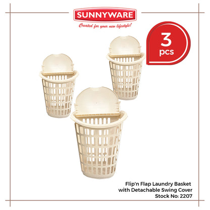 3pcs Flip'n Flap Laundry Basket with Detachable Swing Cover [Sunnyware 2207] | Plasticware | Laundry