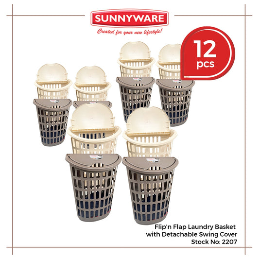 12pcs Flip'n Flap Laundry Basket With Detachable Swing Cover [Sunnyware 2207] | Plasticware| Laundry