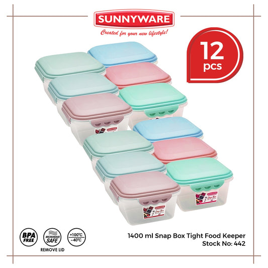 12pcs 1400 ml Snap Box Tight Food Keeper [Sunnyware 442] |Plasticware |Kitchenware |Storage|BPA Free