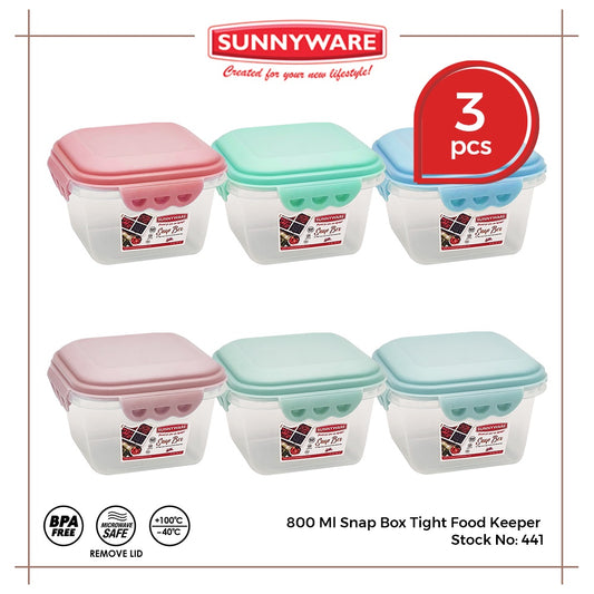 3pcs 800 ml Snap Box Tight Food Keeper [Sunnyware 441] | Plasticware | Kitchenware |Storage|BPA Free