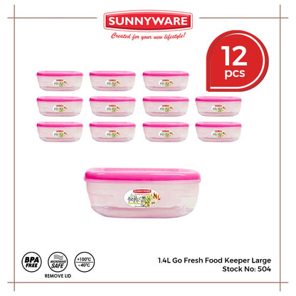 12pcs 1.4L Go Fresh Food Keeper Large [Sunnyware 504] |Plasticware |Kitchenware | Storage | BPA Free