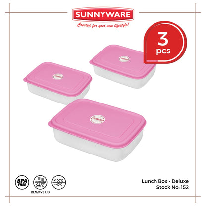 3pcs Lunch Box – Deluxe / Ordinary [Sunnyware 152] | Plasticware | Kitchenware | Food Storage