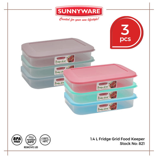 3pcs 1.4 L Fridge Grid Food Keeper [Sunnyware 821] | Plasticware | Kitchenware | Storage | BPA Free