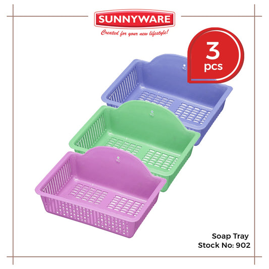 3pcs Soap Tray [Sunnyware 902] | Plasticware | Bath Soap Holder | Bathroom Accessories