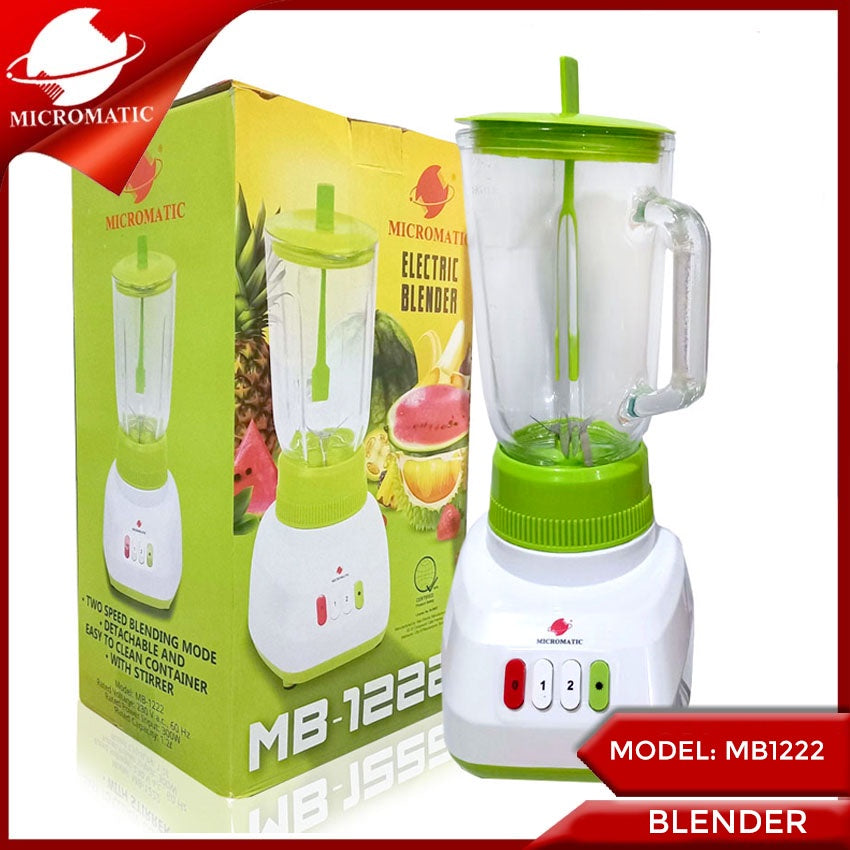 Micromatic MB-1222 1.2Liters 300W 2-speed Mode Glass Jar Blender with Stirrer