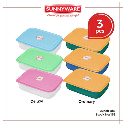 3pcs Lunch Box – Deluxe / Ordinary [Sunnyware 152] | Plasticware | Kitchenware | Food Storage