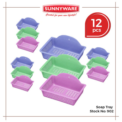 12pcs Soap Tray [Sunnyware 902] | Plasticware | Bath Soap Holder | Bathroom Accessories