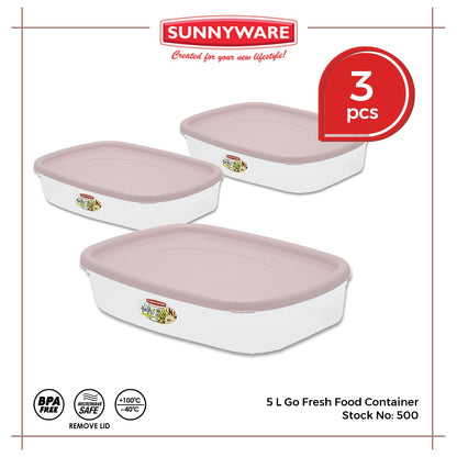 3pcs 5L Go Fresh Food Container [Sunnyware 500] | Plasticware | Kitchenware | Storage | BPA Free