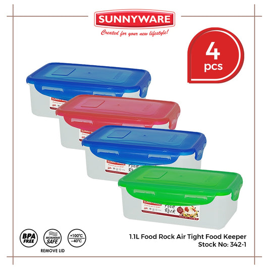 4 pcs | Sunnyware 342-1 1.1 L Food Rock Air Tight Food Keeper Container Leak Proof Set