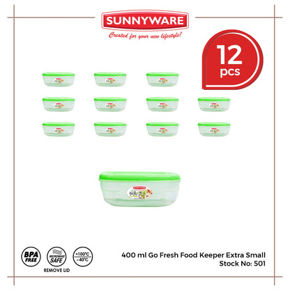 12pcs 400mL Go Fresh Food Keeper Extra Small [Sunnyware 501] | Plasticware | Kitchenware | BPA Free