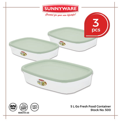 3pcs 5L Go Fresh Food Container [Sunnyware 500] | Plasticware | Kitchenware | Storage | BPA Free