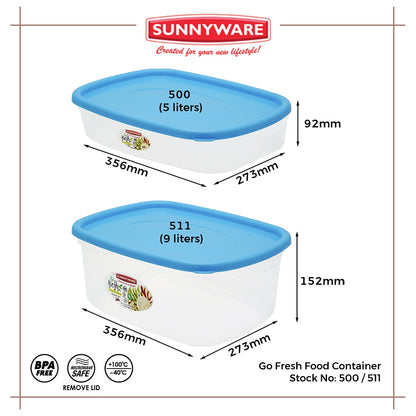 3pcs 5L Go Fresh Food Container [Sunnyware 500] | Plasticware | Kitchenware | Storage | BPA Free