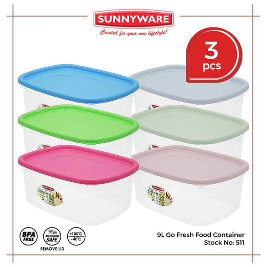 3pcs 9L Go Fresh Food Container [Sunnyware 511] | Plasticware | Kitchenware | Storage | BPA Free