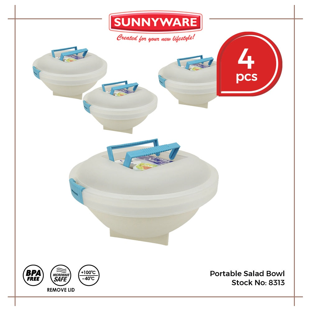 4pcs Portable Salad Bowl [Sunnyware 8313] | Plasticware | Kitchenware | Food Storage | BPA Free