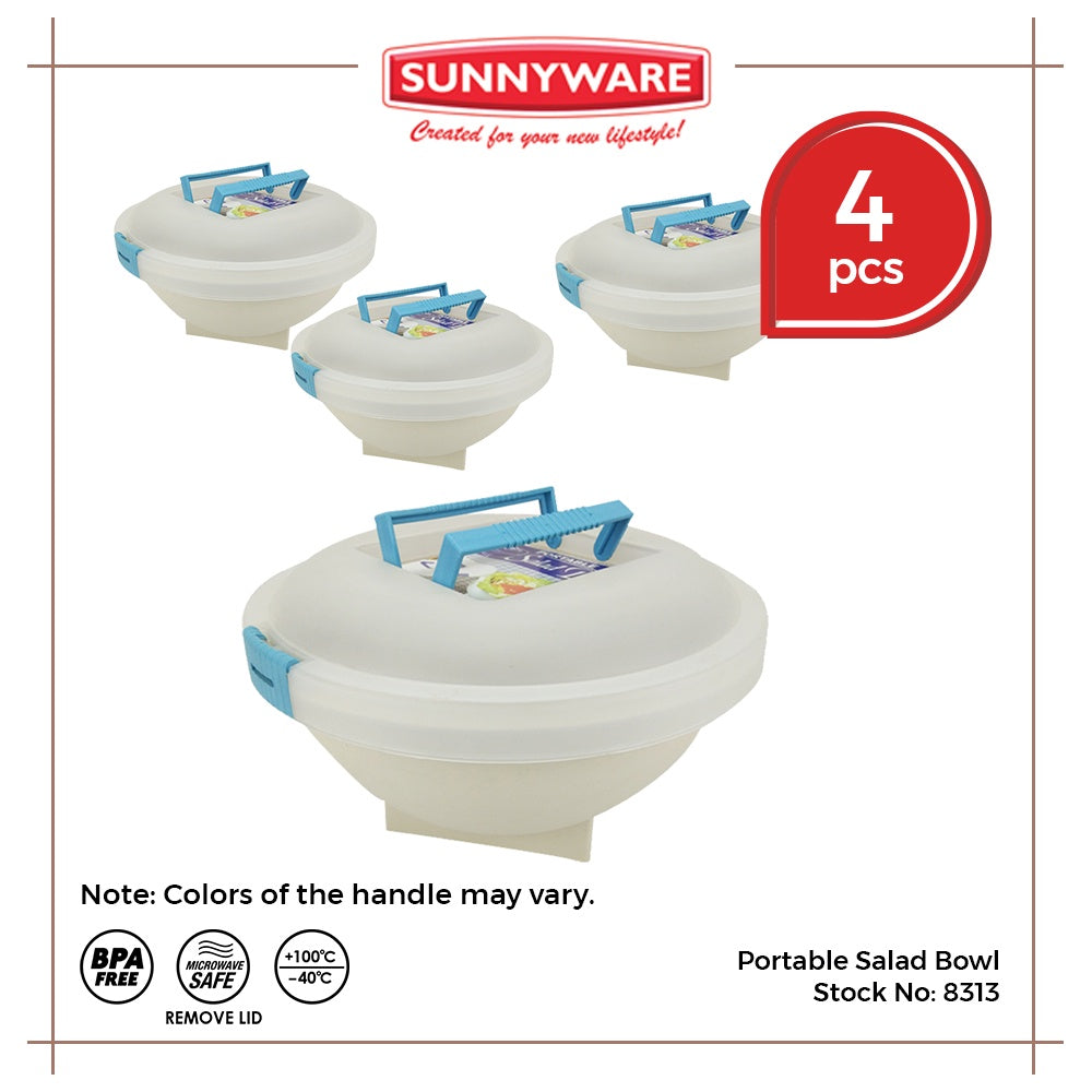 4pcs Portable Salad Bowl [Sunnyware 8313] | Plasticware | Kitchenware | Food Storage | BPA Free