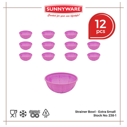 12pcs Strainer Bowl - Extra Small [Sunnyware 238-1] | Plasticware | Kitchenware | Strainer