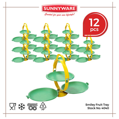 12pcs Smiley Fruit Tray [Sunnyware 4040] | Plasticware | Party Tray | Collapsible | Space Saving