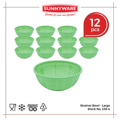 12pcs Strainer Bowl - Large [Sunnyware 238-4] | Plasticware | Kitchenware | Strainer | Colander