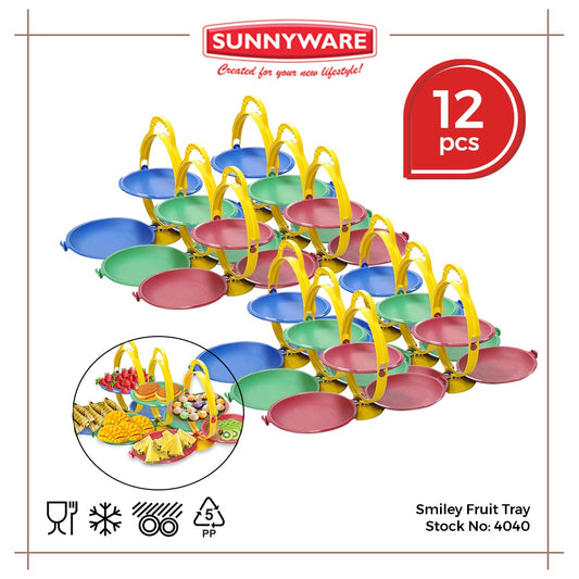 12pcs Smiley Fruit Tray [Sunnyware 4040] | Plasticware | Party Tray | Collapsible | Space Saving