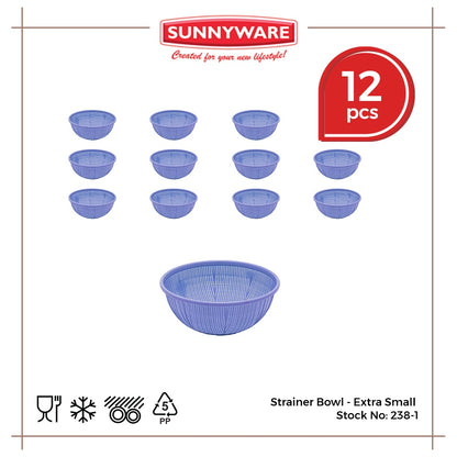 12pcs Strainer Bowl - Extra Small [Sunnyware 238-1] | Plasticware | Kitchenware | Strainer