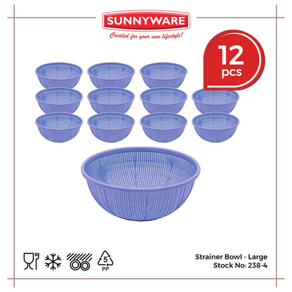 12pcs Strainer Bowl - Large [Sunnyware 238-4] | Plasticware | Kitchenware | Strainer | Colander