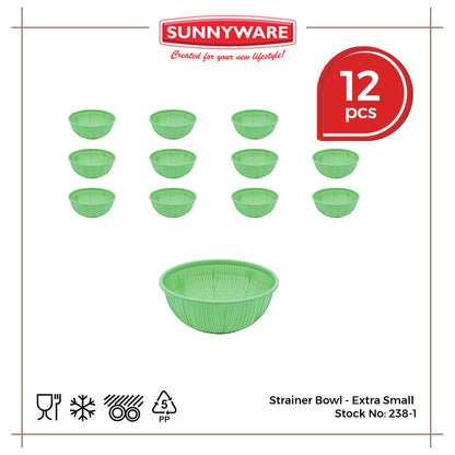 12pcs Strainer Bowl - Extra Small [Sunnyware 238-1] | Plasticware | Kitchenware | Strainer