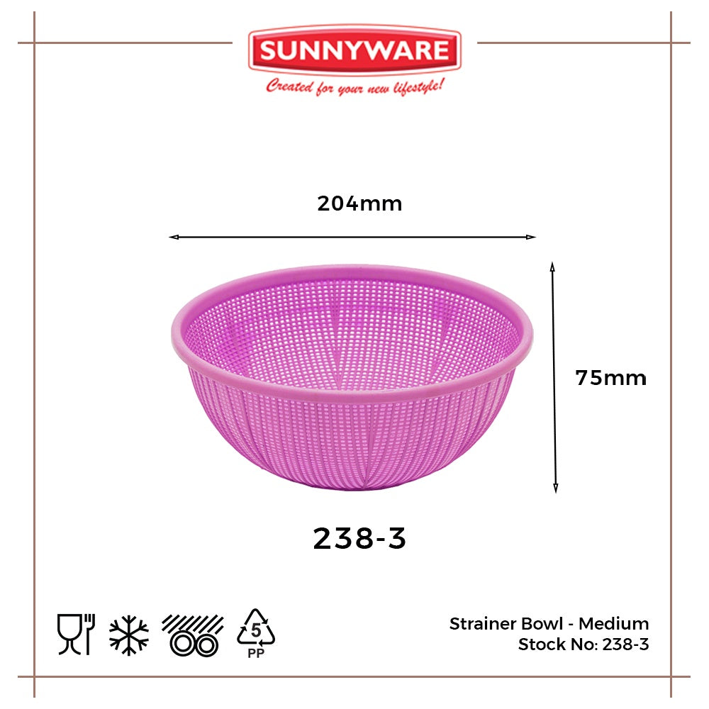 3pcs Strainer Bowl - Medium [Sunnyware 238-3] | Plasticware | Kitchenware | Strainer | Colander