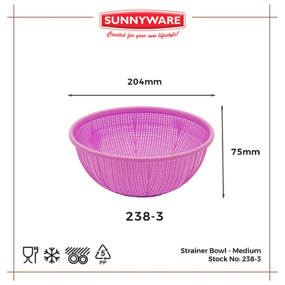 3pcs Strainer Bowl - Medium [Sunnyware 238-3] | Plasticware | Kitchenware | Strainer | Colander