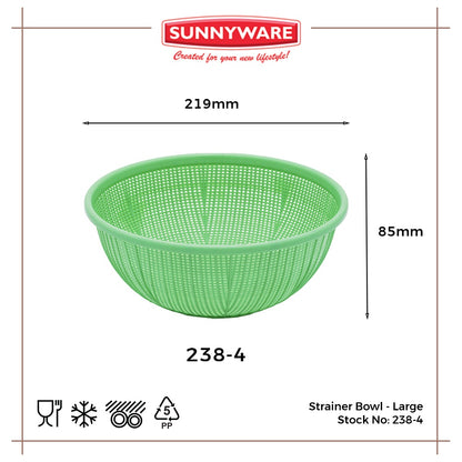 12pcs Strainer Bowl - Large [Sunnyware 238-4] | Plasticware | Kitchenware | Strainer | Colander