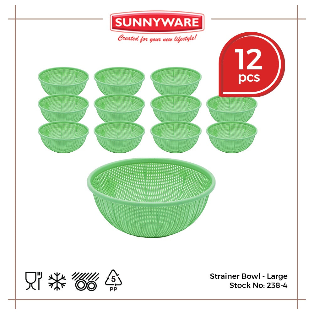 12pcs Strainer Bowl - Large [Sunnyware 238-4] | Plasticware | Kitchenware | Strainer | Colander